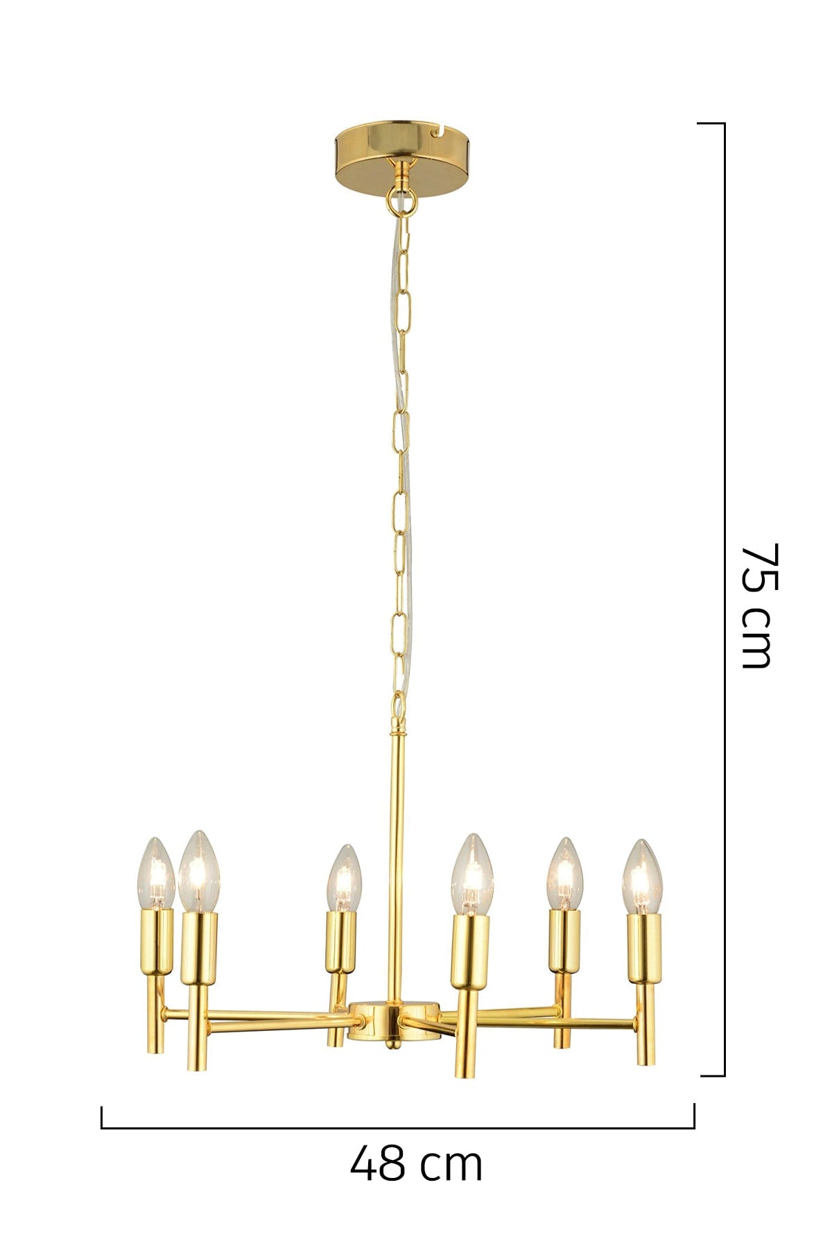 Vaneo 6-Piece Gold Modern Young Room Kitchen Living Room Chandelier