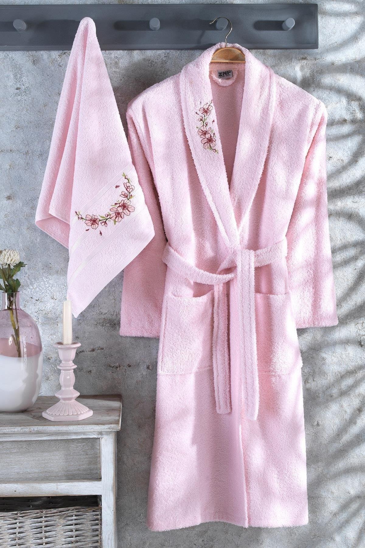 Arya 4 Piece Embroidered 100% Cotton Bathrobe Set Bathrobe Set - Swordslife