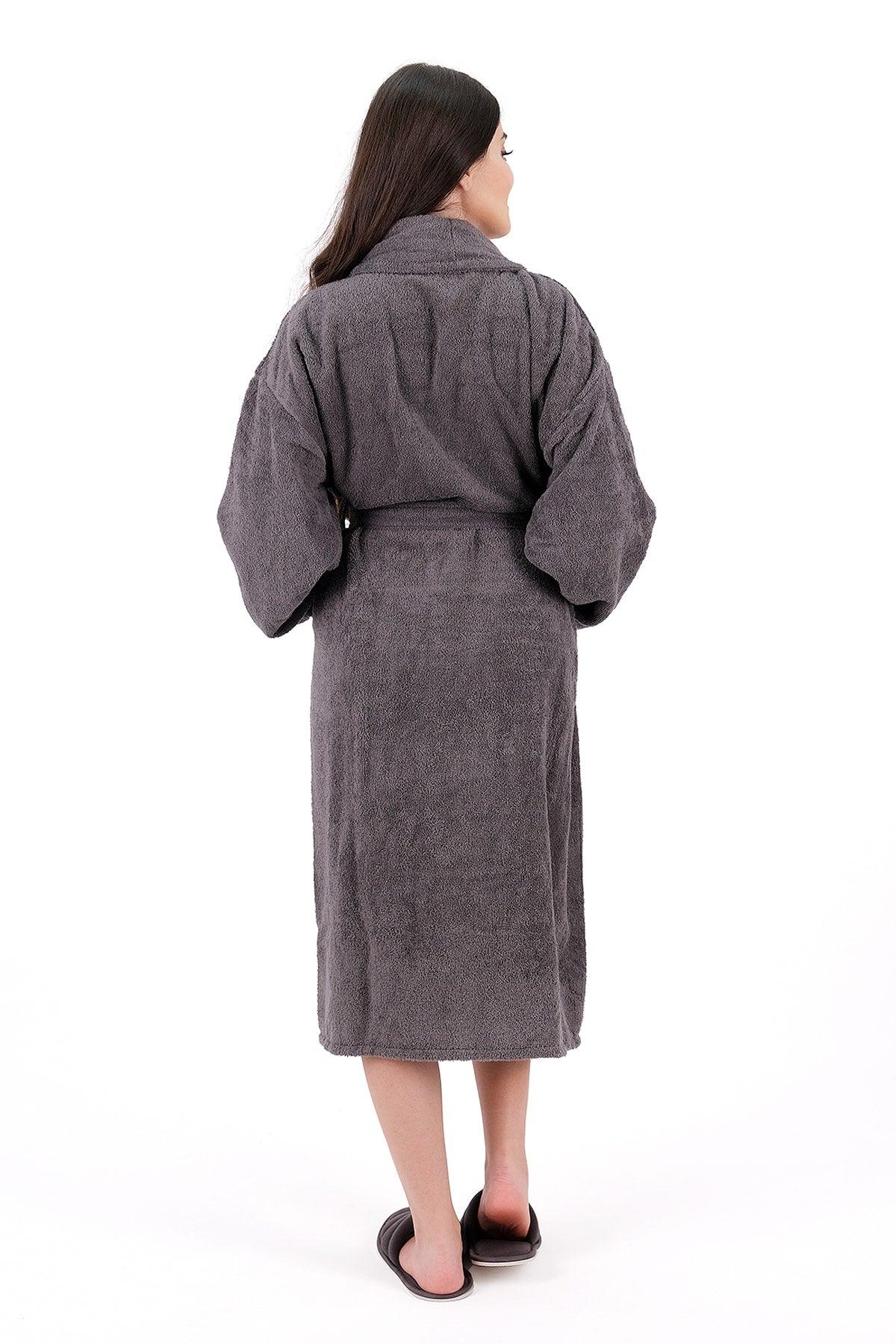 Soft Line 100% Cotton Salyaka Gray Color (L-XL-2XL-3XL-4XL) Large / Large Size Bathrobe - Swordslife