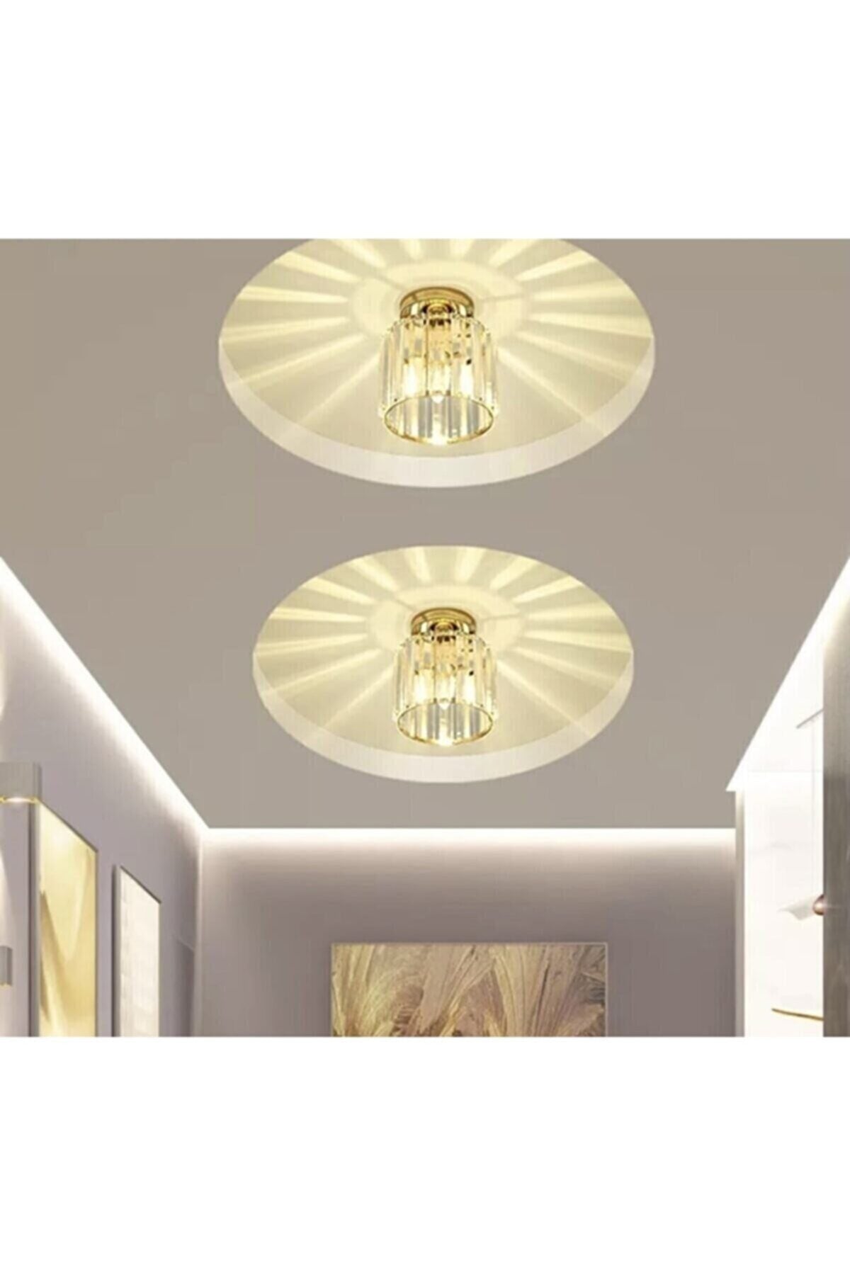 Modern Luxury Plafonier Crystal Stone Chandelier Gold Yellow Hallway Chandelier