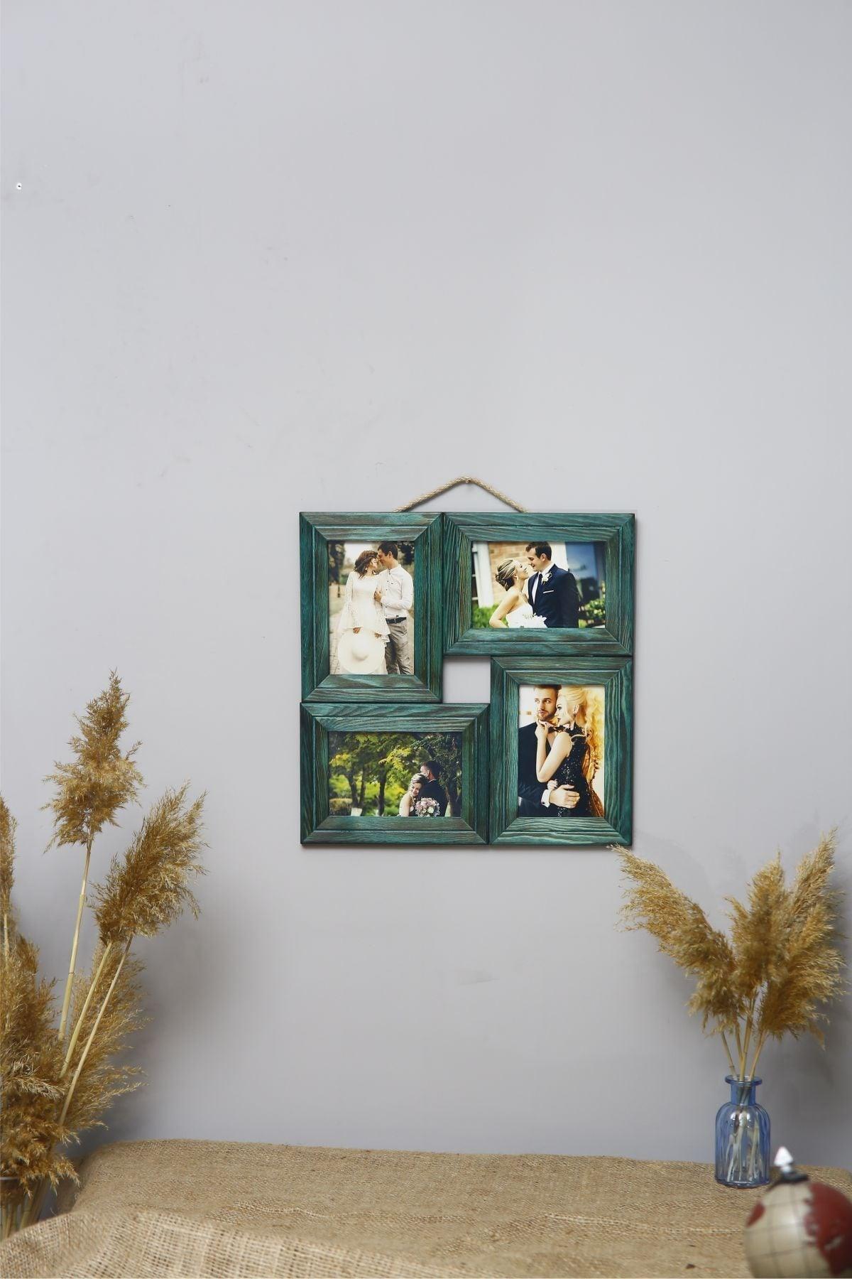 Wooden 4-Set Collage Photo Frame-green - Swordslife