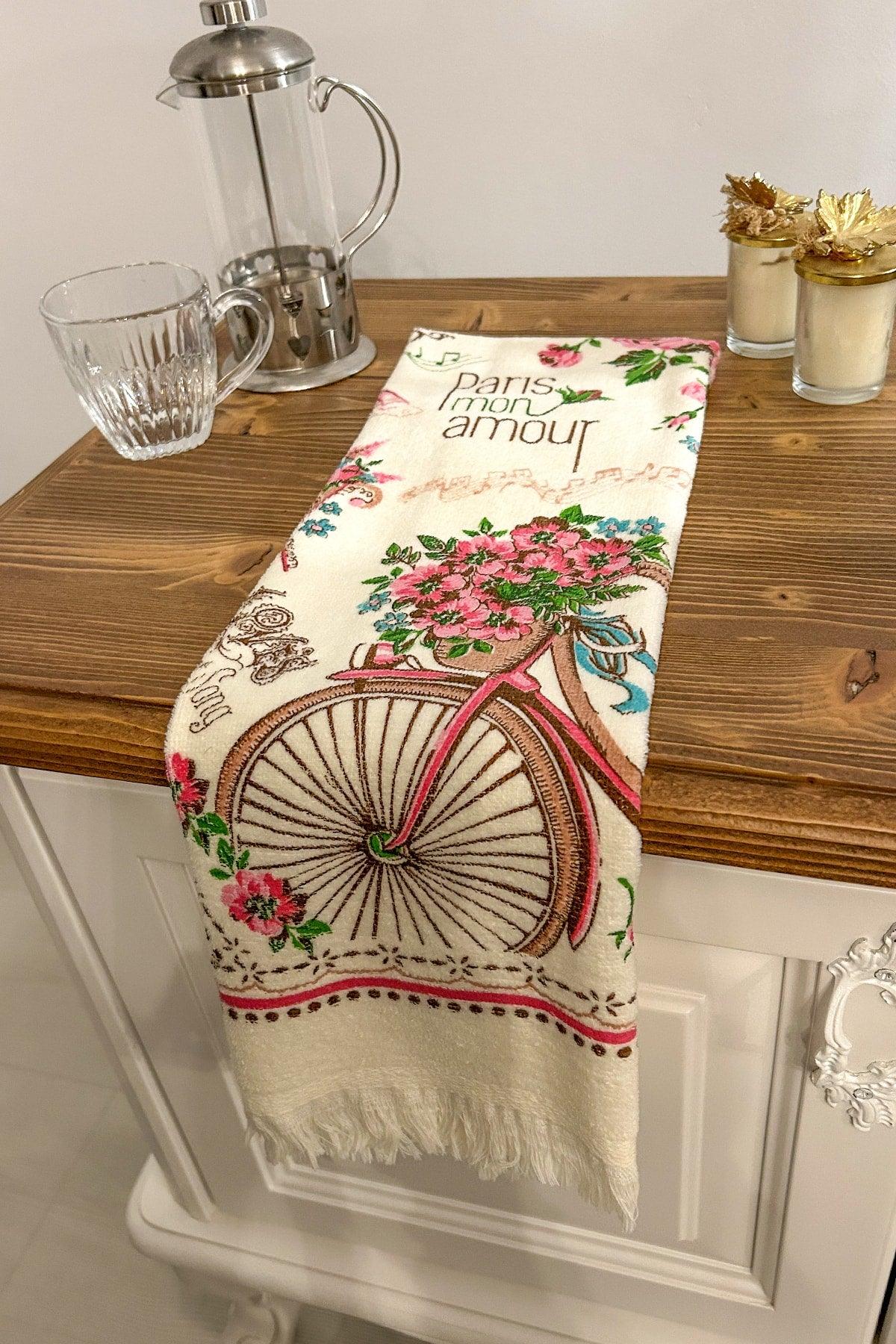 5 Piece Fringed Cotton 40x60 Cm Printed Towel Set Hand Face Kitchen Towel Soft Patterned Water Absorbent Set - Swordslife