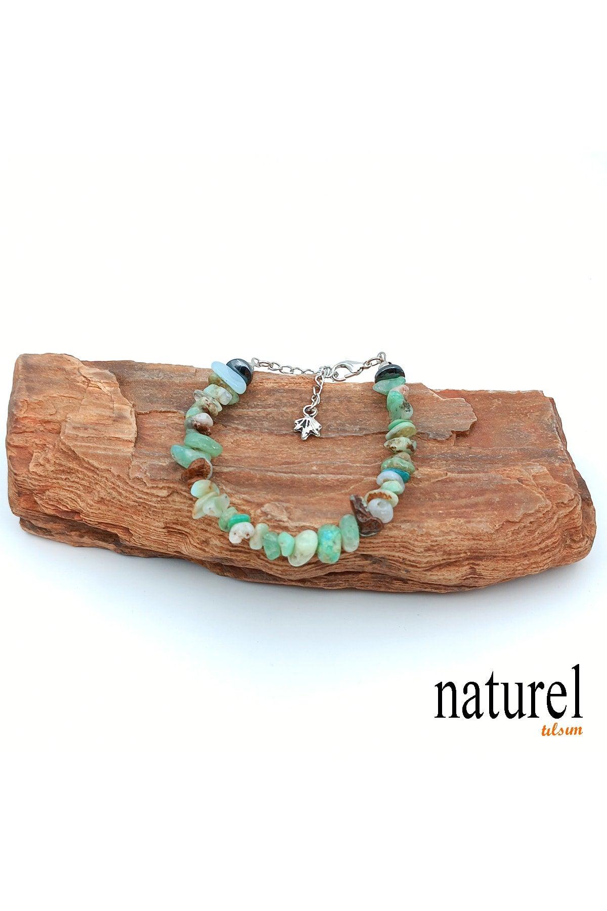 Natural Stone Chrysoprase Women's Bracelet - Broken Natural Stone - Gift Bracelet - Swordslife