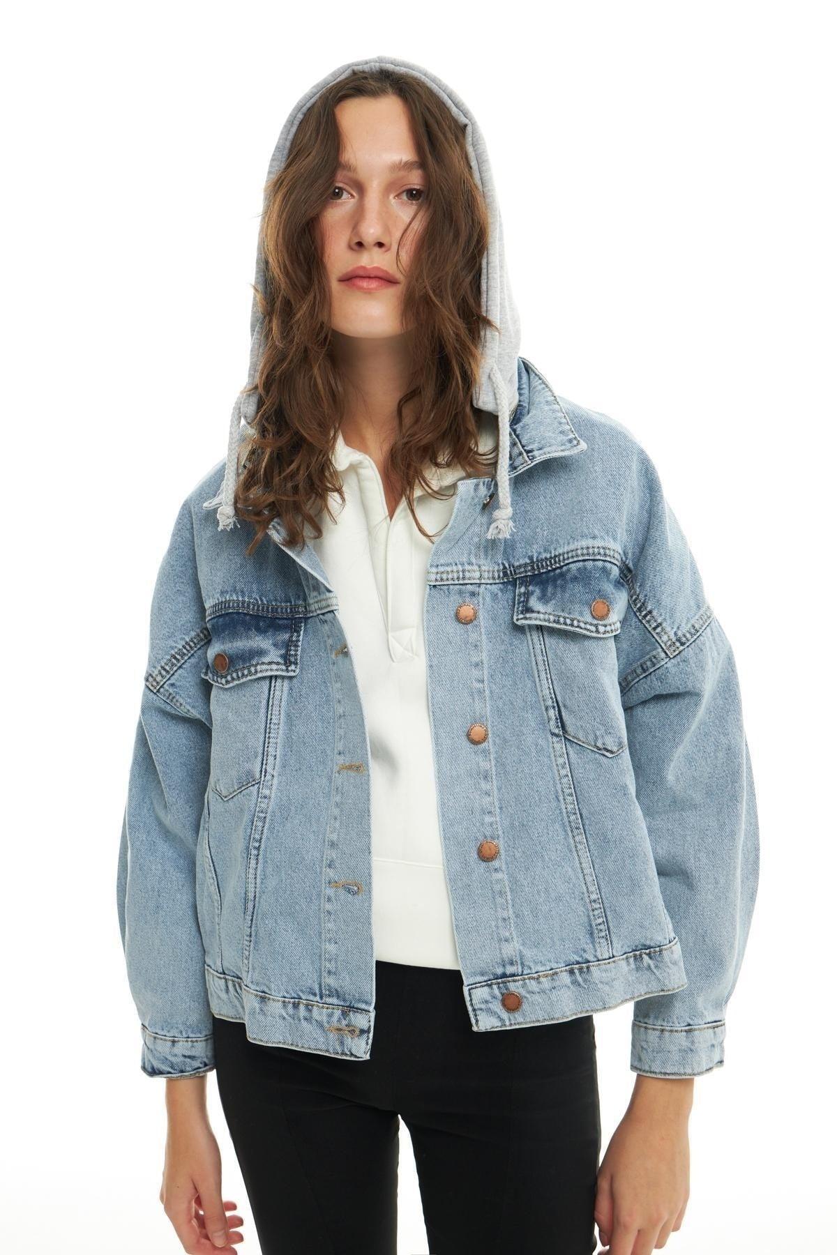 Hooded Oversize Denim Jacket Blue - Swordslife