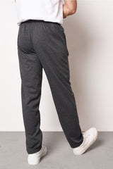 Anthracite Men's Zipper Pocket Embroidery Detail Straight Leg Relaxed Cut Sweatpants