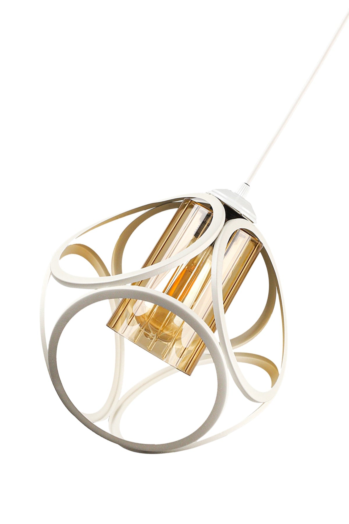 Aydın Single Chandelier White Honey Acrylic