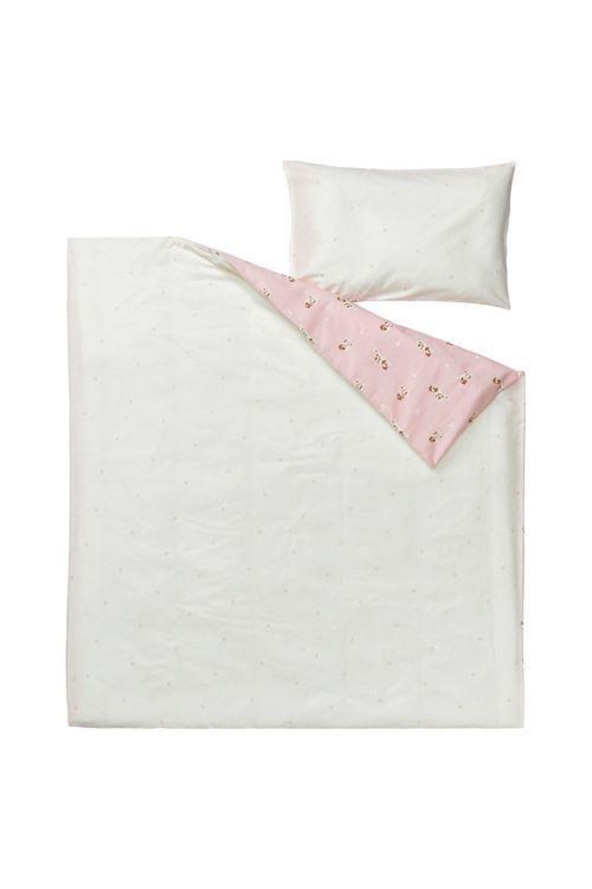 Double Sided Baby Duvet Cover Set Meridyendukkan Pink Color Dog Themed 110x125/35x55 Cm