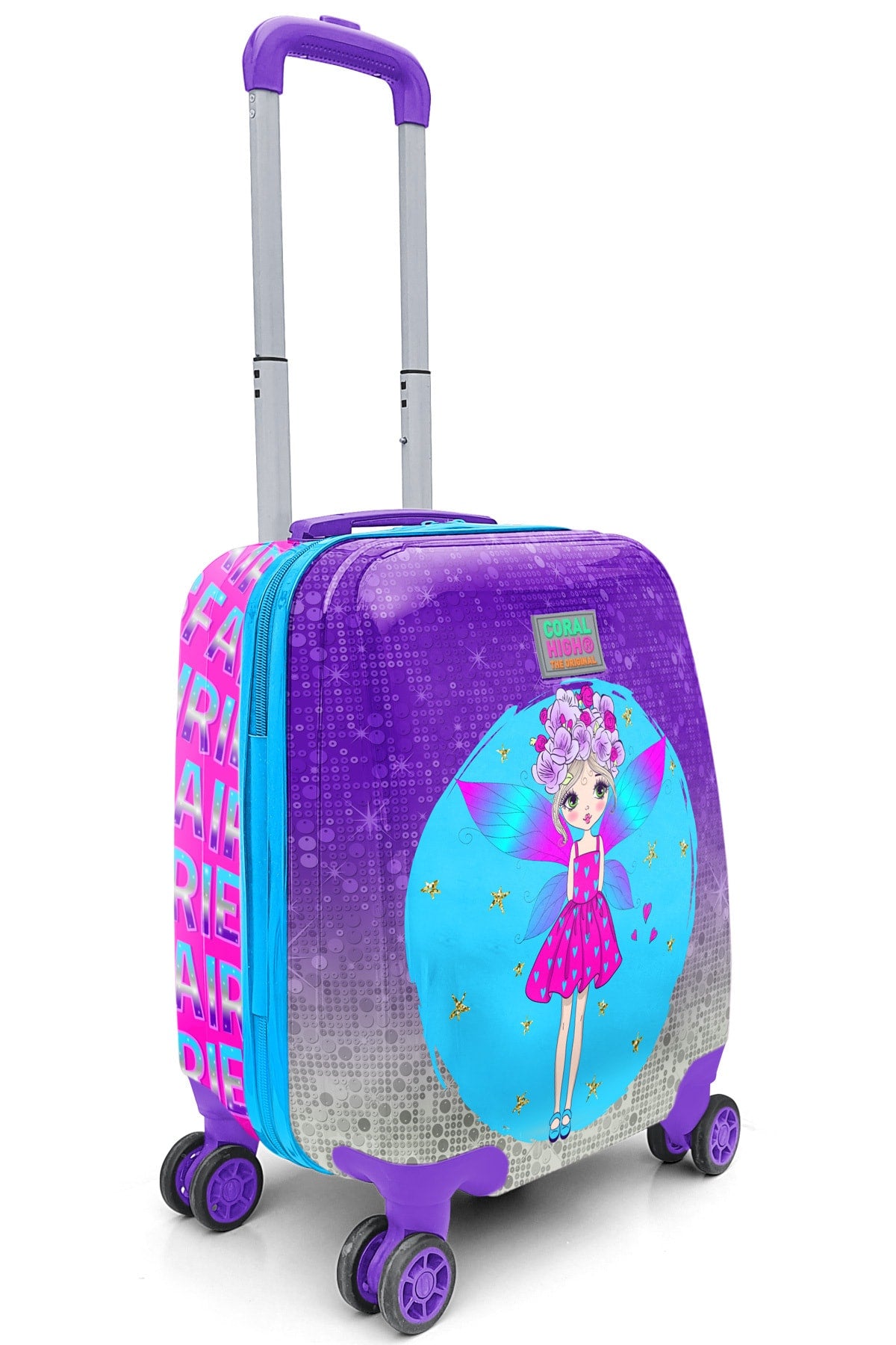 Kids Pink Blue Fairy Patterned Suitcase 16726