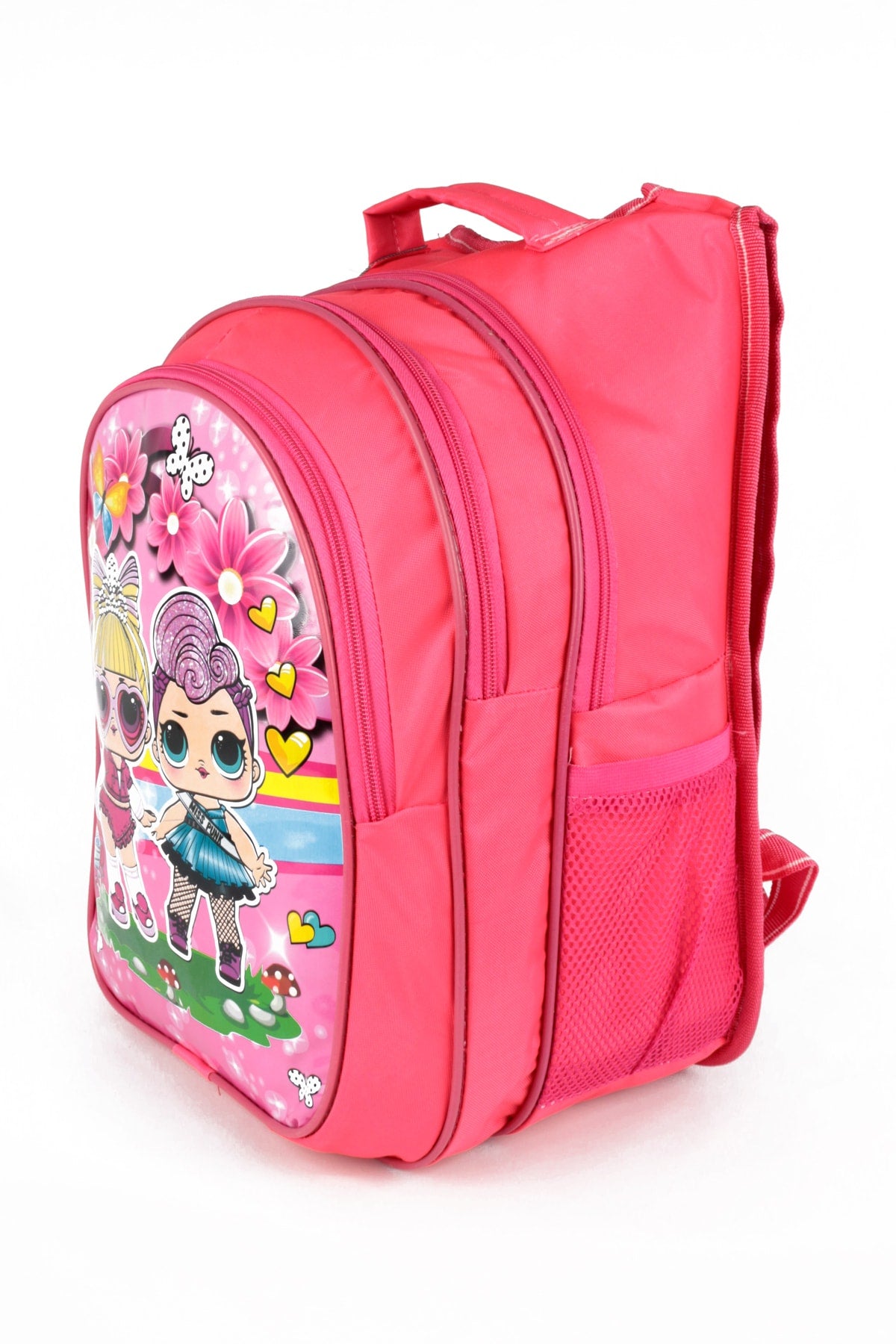 Middle School Primary School Bag and Lunch Box 3 Pockets Padded Pink