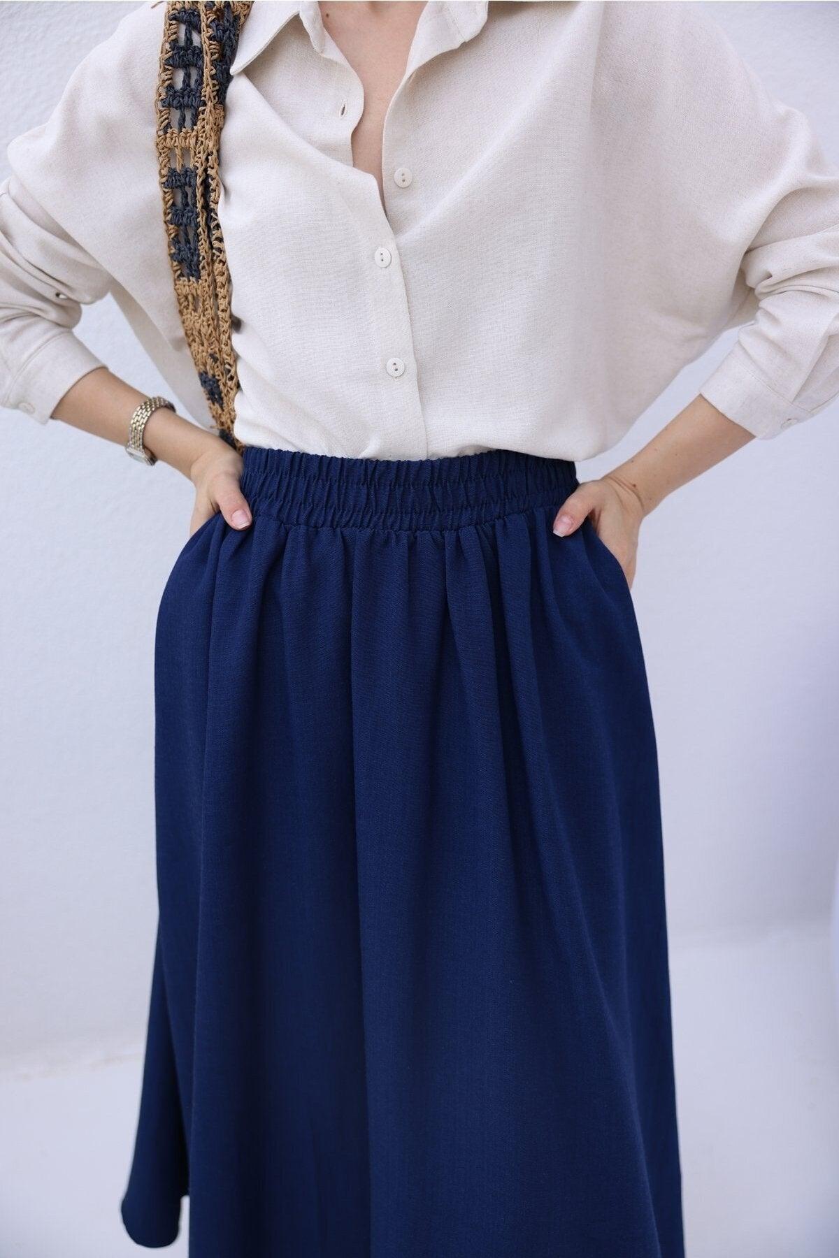 Pocket Elastic Waist Skirt - Swordslife