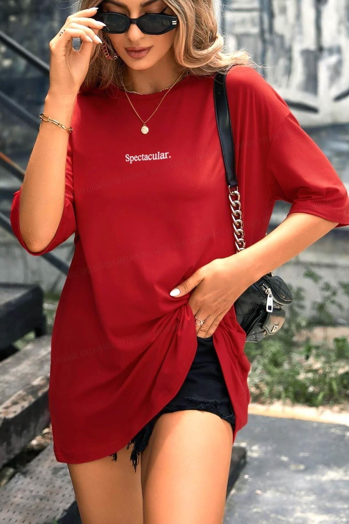 Spectacular Red Oversize Salas Boyfriend Women's T-shirt - Swordslife