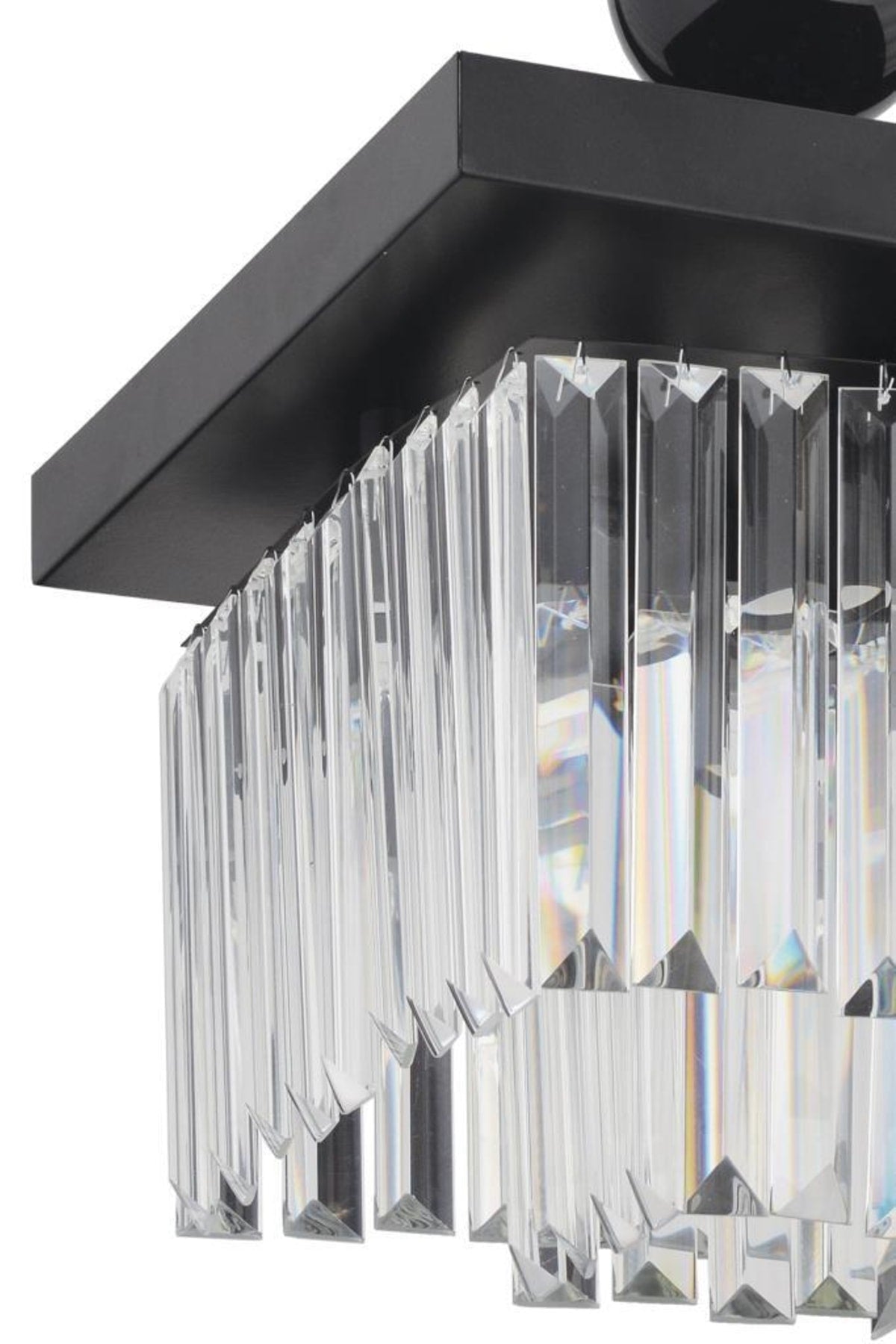 Yasemin 30 Cm Square Black Crystal Stone Chandelier