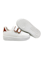 Unisex Girls Boys Velcro Sneakers Sneaker - White Brown