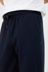 Men's Metallic Navy Blue Straight Leg Relaxed Cut Sweatpants