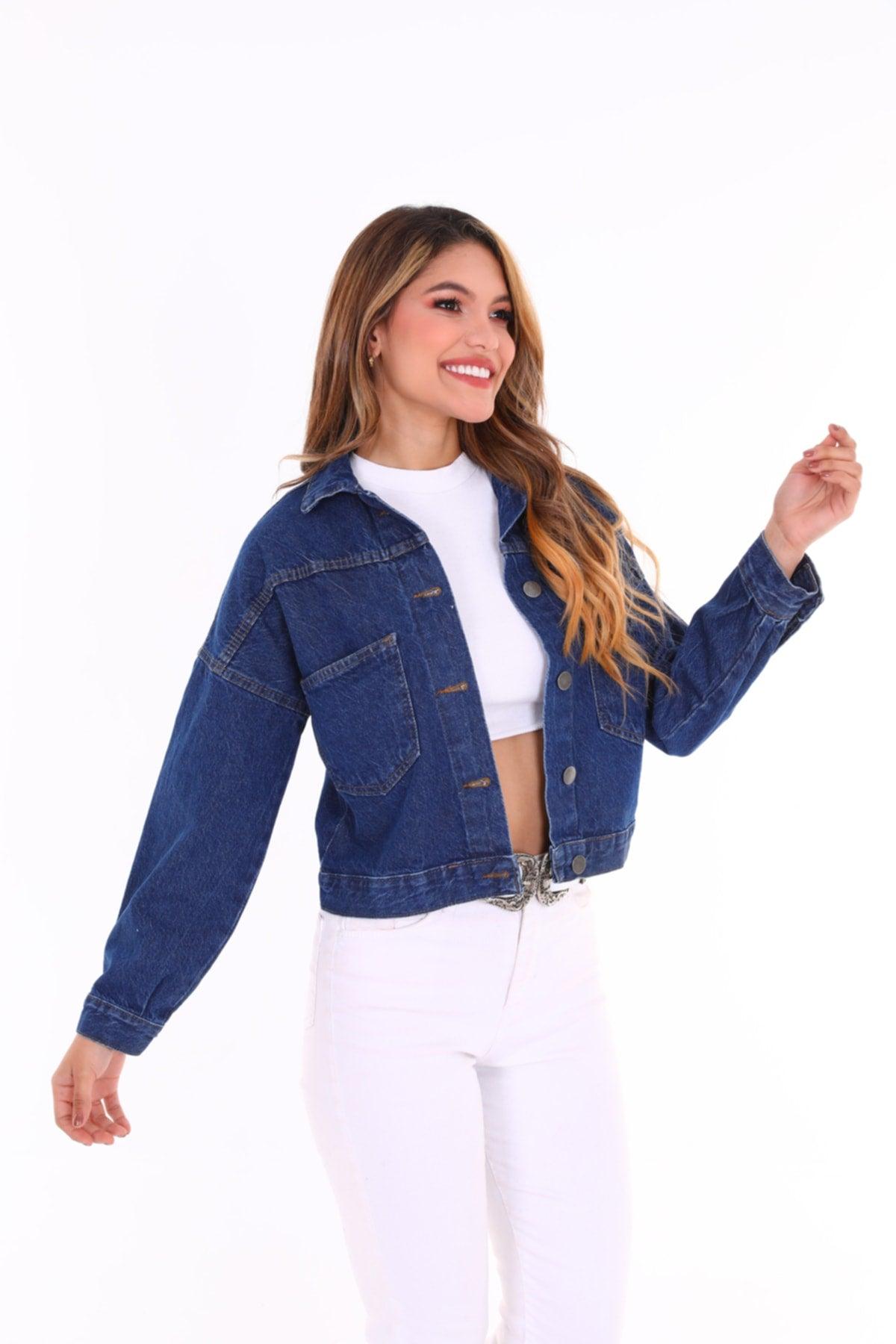 Dark Blue Crop Denim Jacket Zyn-58080 - Swordslife