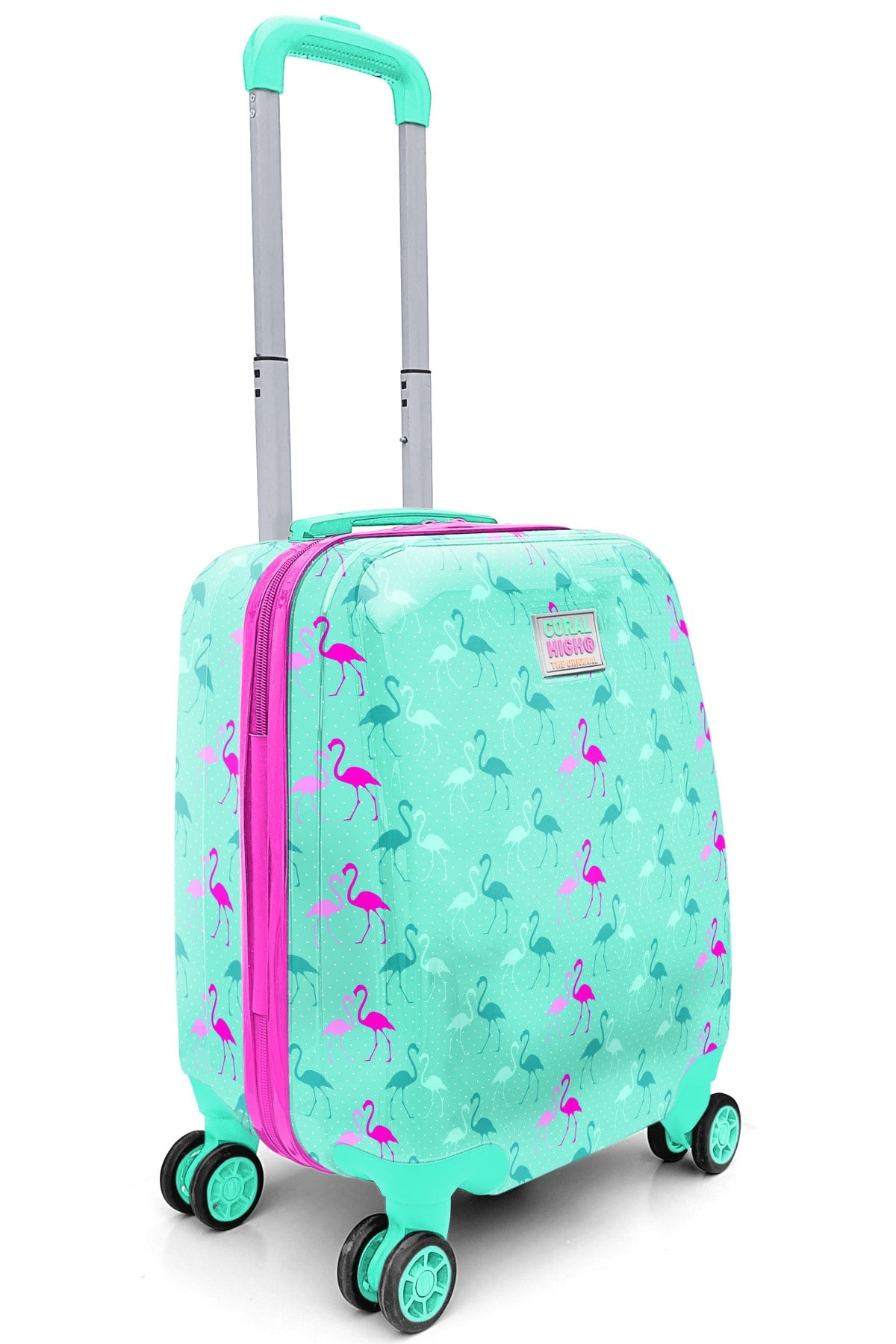 Kids Water Green Neon Pink Flamingo Patterned Luggage 16714