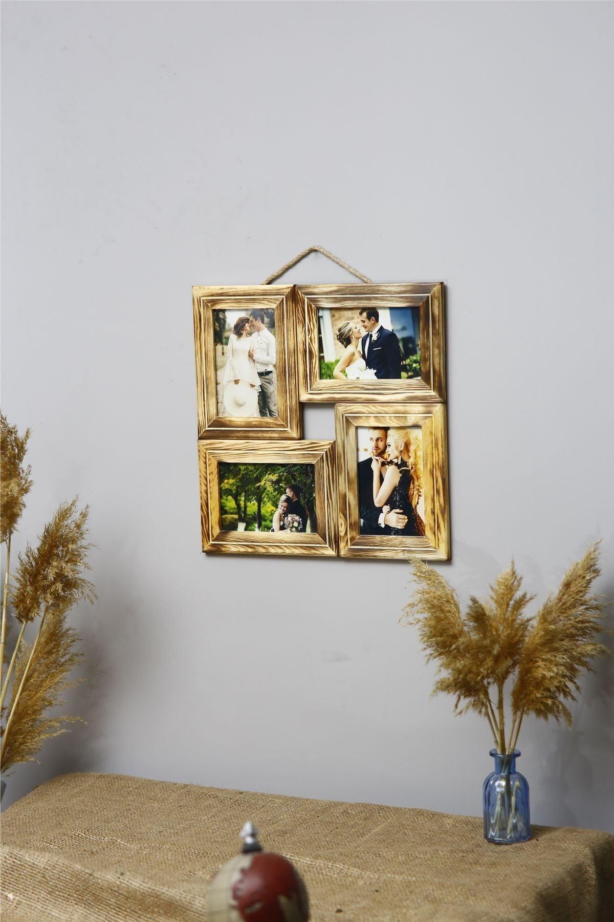 Wooden 4-Piece Collage Photo Frame-natural - Swordslife