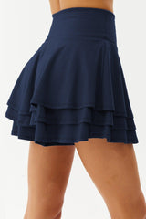 Women's Navy Blue High Waist Sport Casual Summer Solid Color Short Mini Skirt Cotton Shorts Tennis Skirt 0110 - Swordslife