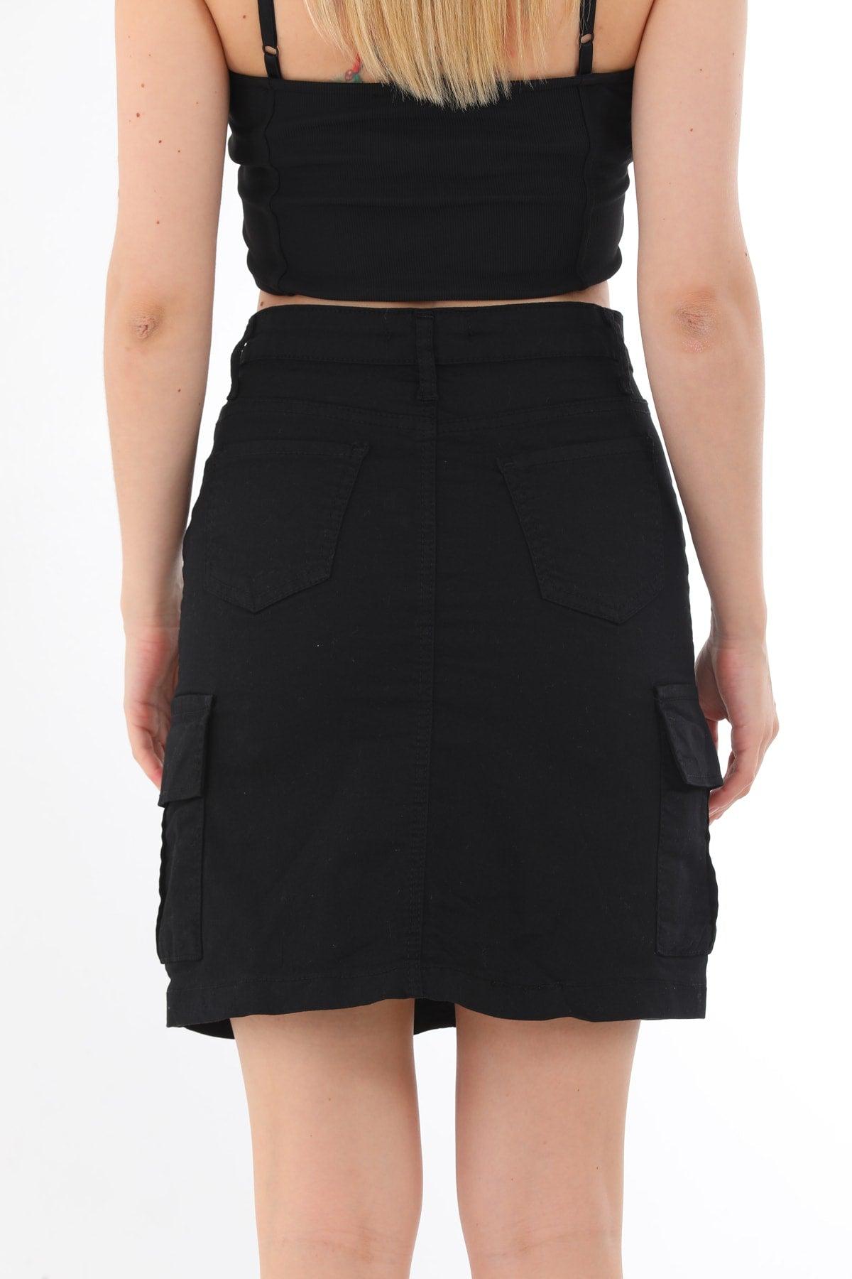 Black High Waist Cargo Pocket Skirt - Swordslife