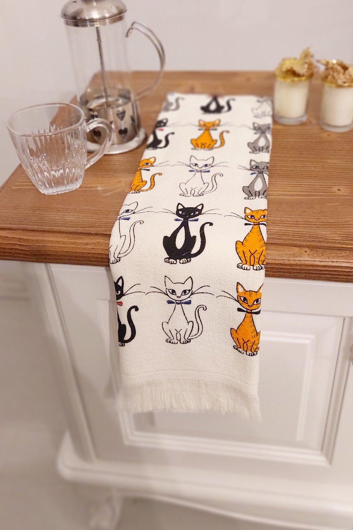 5 Pcs Fringed Cotton 40x60 Cm Printed Towel Set Hand Face Kitchen Towel Soft Patterned Water Absorbent Set - Swordslife