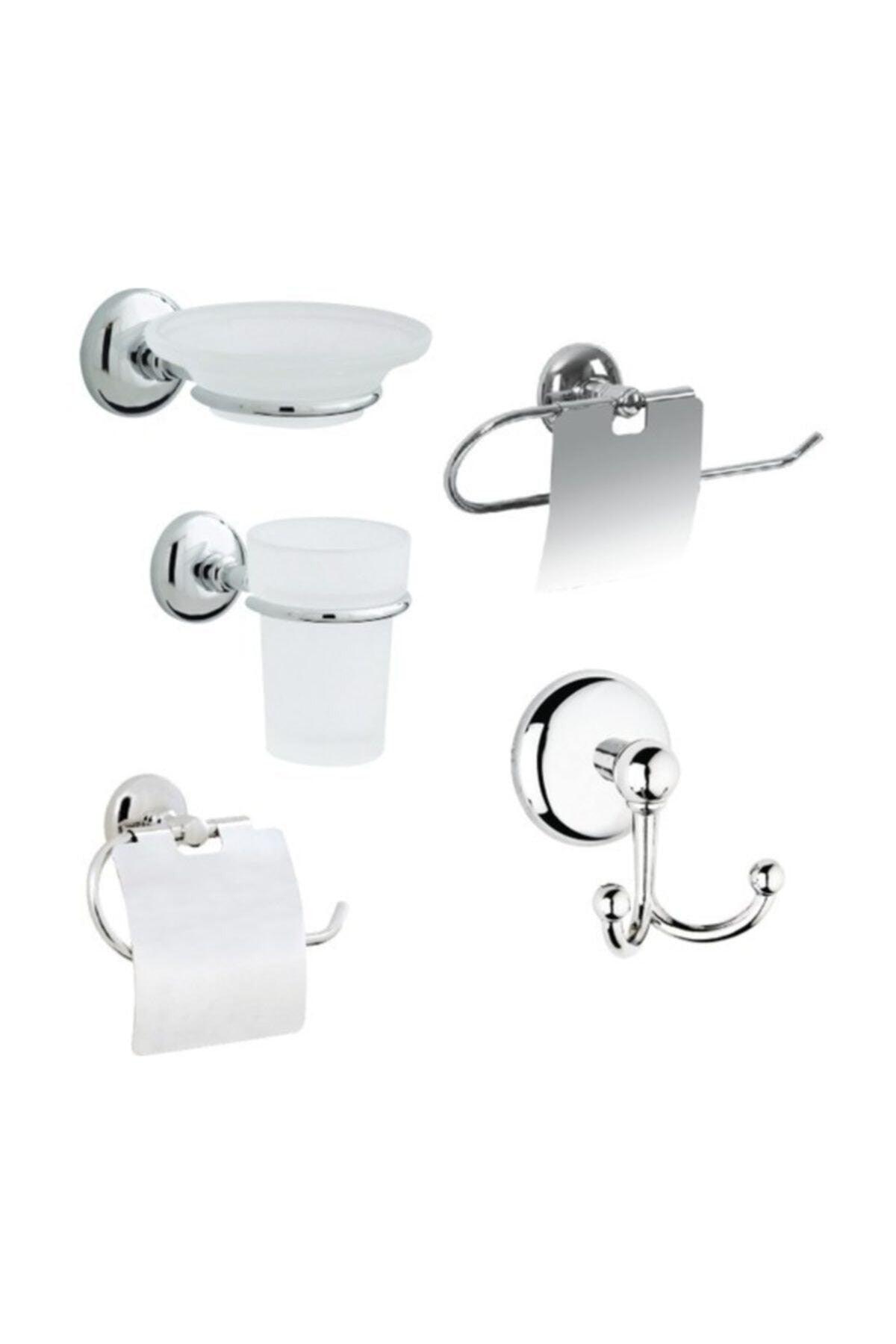 5 Badezimmer Zubehör Set Uzun Long Handtuch, Bademantel Hanger, Toilettenpapier, Seifenspender, Zahnbürste - Swordslife