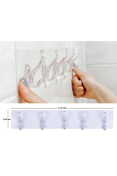 5 Piece Adhesive Transparent Strong Wall Hanger Behind Door - Practical Wall Bathroom Kitchen Countertop Hanger - Swordslife