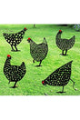 Set of 5 Metal Chickens Garden Ornament, Garden Decor - Swordslife