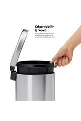 5 Liter Chrome 2 Pcs Bathroom Set Pedal Dustbin Wc Closet Toilet Brush Set Bathroom Dustbin - Swordslife