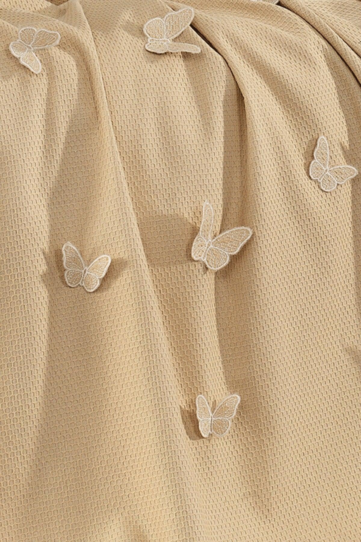 5 Pieces 100% Cotton 3d Butterfly Pattern Baby Duvet Cover Set Beige - Swordslife