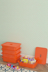 5 Pcs Multi-Purpose Storage Box with Orange Lid - Toy Basket 5x5k - Swordslife