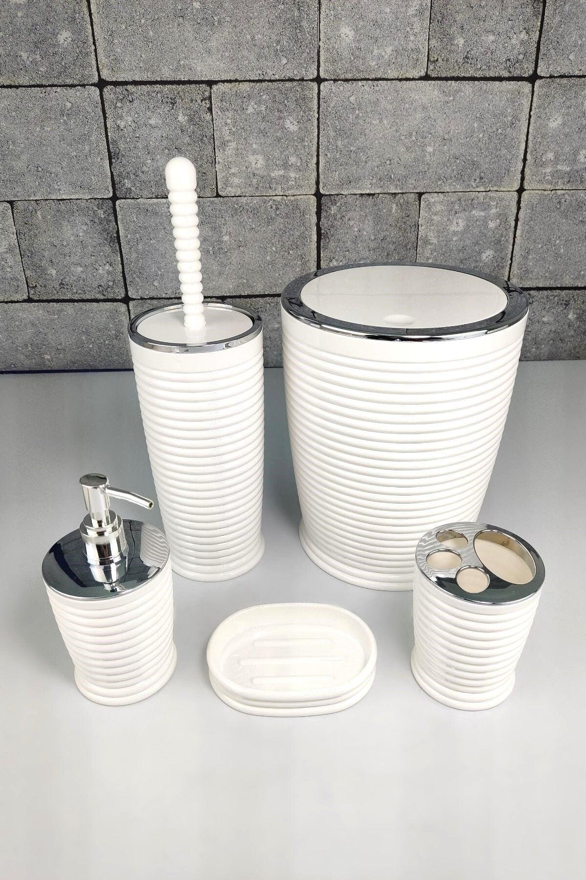 5 Piece Bathroom Set White Elg-0001 - Oky-1101 - Swordslife