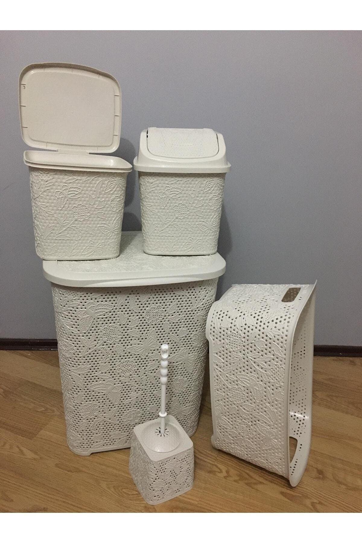 5 Piece Bath Set Dirty Basket Laundry