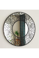 50 Cm Patterned Decorative Round Console Dresuar Bathroom Mirror Sirius Model - Swordslife