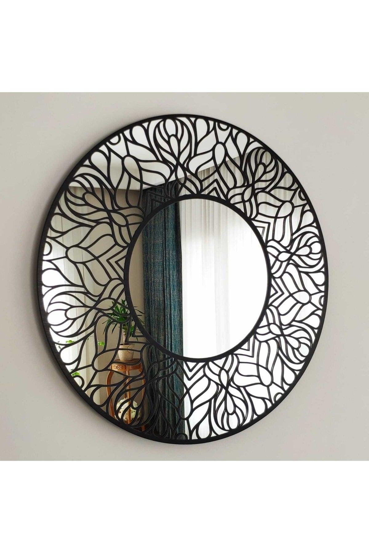 50 Cm Patterned Decorative Round Console Dresuar Bathroom Mirror Sirius Model - Swordslife