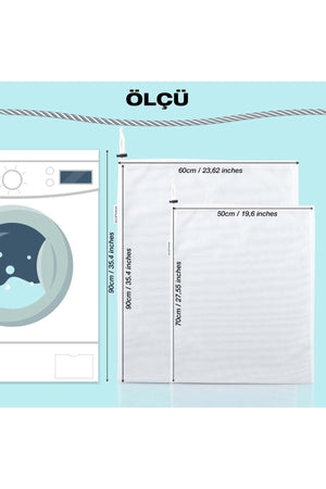 (50*70-60*90) 2 Pieces Laundry Net Bag Washing Net Bag Colorful Zipper - Swordslife