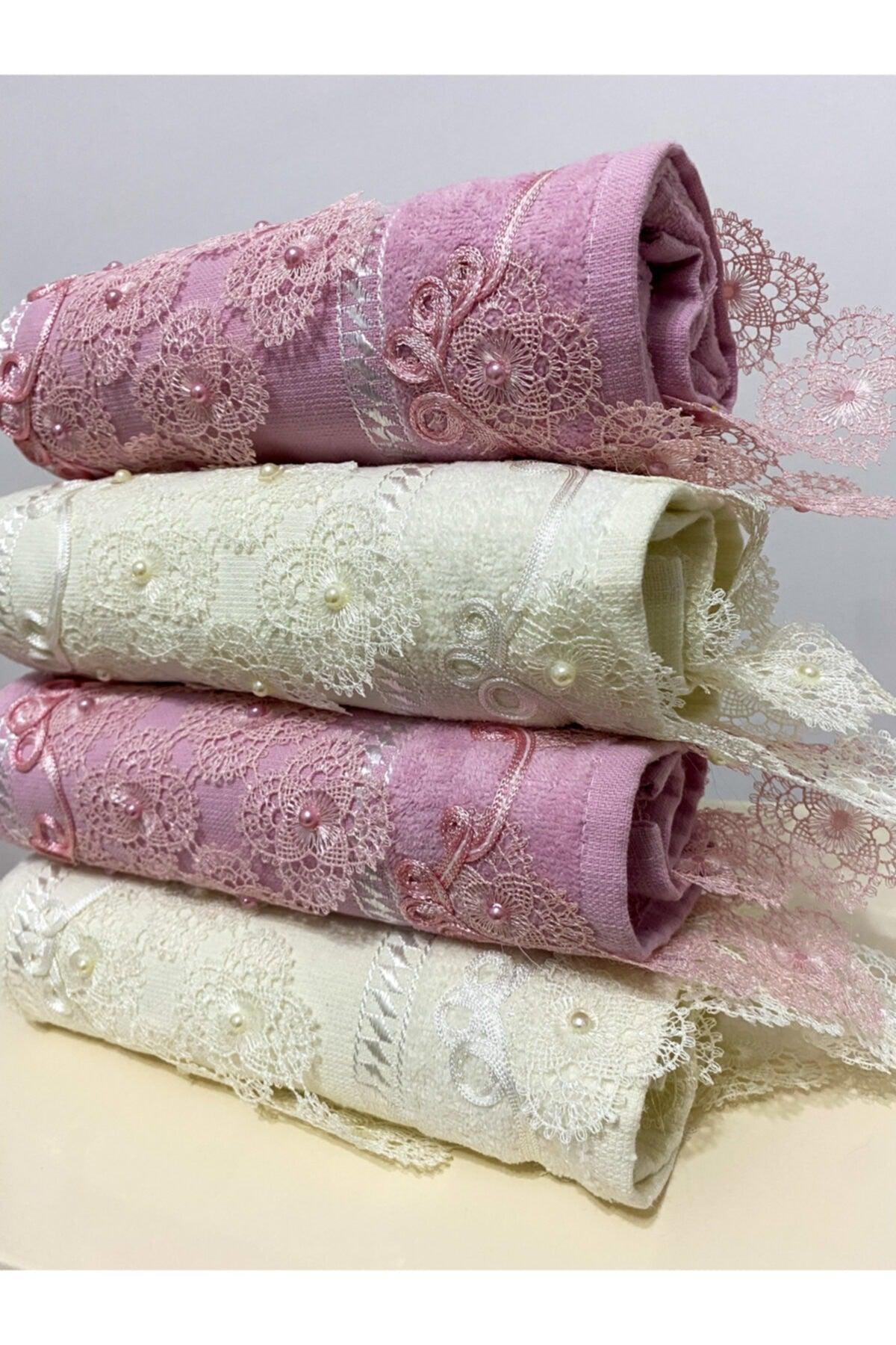 50x90 4 Pcs 100% Cotton Velvet Needle Lace Lace Pattern Towel - Swordslife