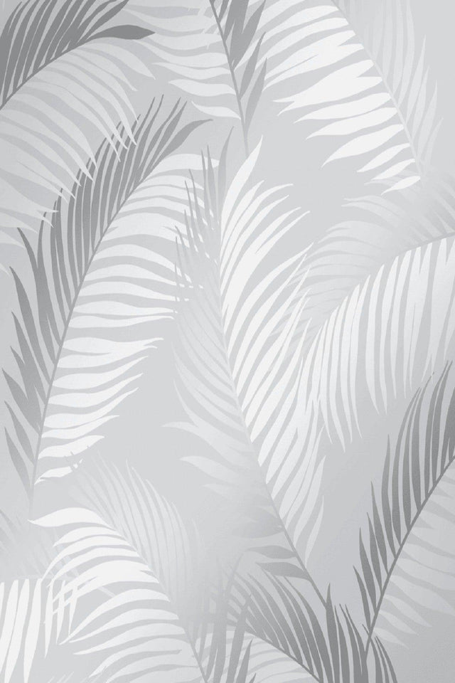 5322 Palm Tropical Flower Silver Cream Gray Wallpaper 5.30 M² - Swordslife