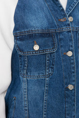 Blue Sleeves Knitted Denim Jacket TWOAW20CE0219 - Swordslife