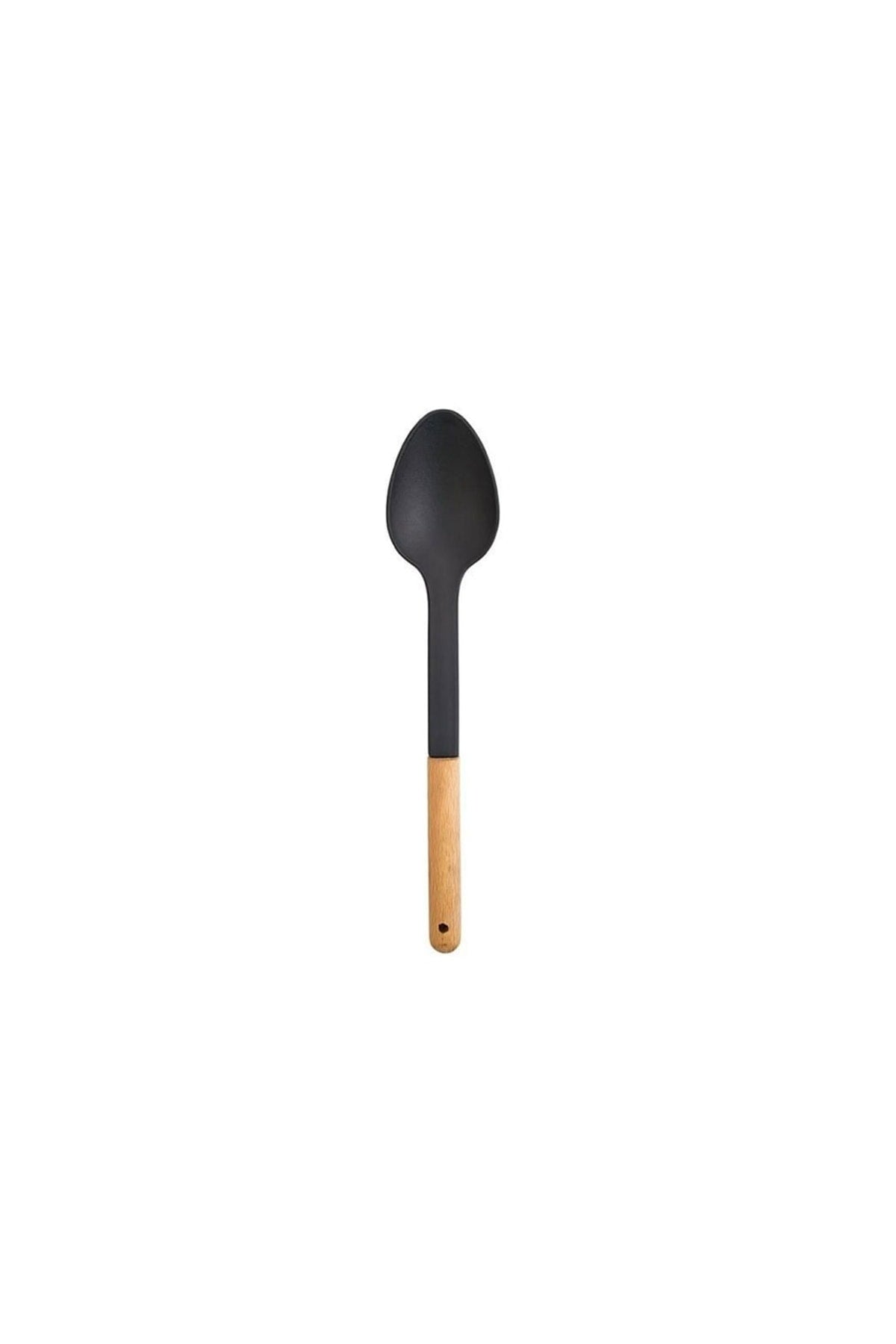 6 Pieces Wooden Handle Plastic Scoop Colander Spoon Spatula Crusher And Beater Black Serving Set Dp-ahş01