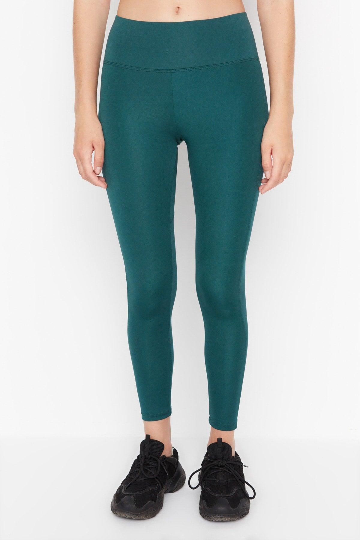 Petrol Green Full-Length Sports Leggings with Push-Up TWOAW21TA0030 - Swordslife