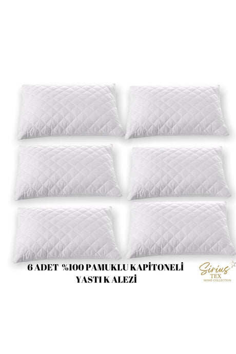 6 Pieces Quilted Zippered White Color Pillow Protector Mattress 50x70 Cm - Swordslife