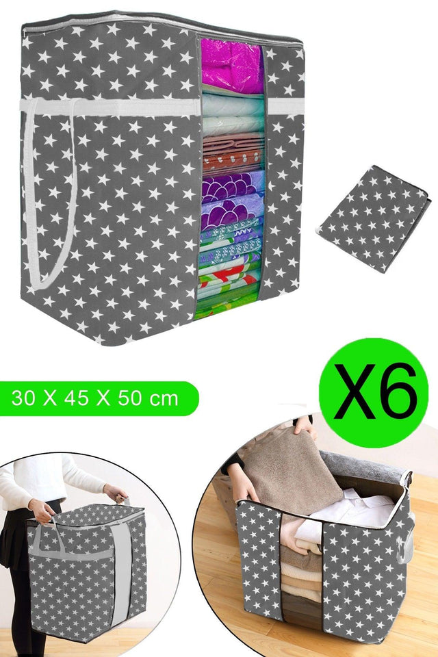 6 Pcs Star Pattern Window Storage Bag House Organizer Storage Bag Maxi 30x45x50 Cm - Swordslife