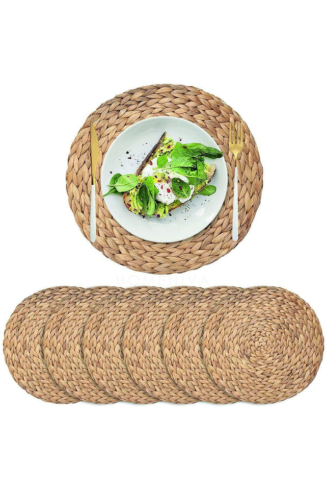 6 Pieces Handmade Luxury Knitted Straw Bamboo Placemat Cover Table - Swordslife