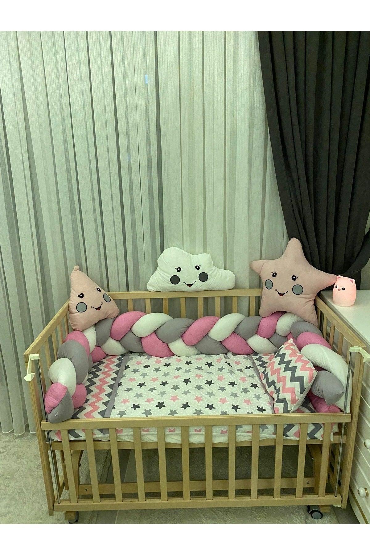 60*120 Knitted Protected Mother's Side Crib And Park Cradle Baby Sleeping Set (Ornamental Pillows Included..) - Swordslife