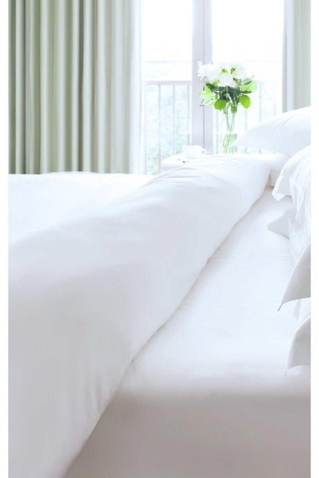 62 Wire 100% Organic Cotton Plain White Hotel Type Double Duvet Cover - Swordslife