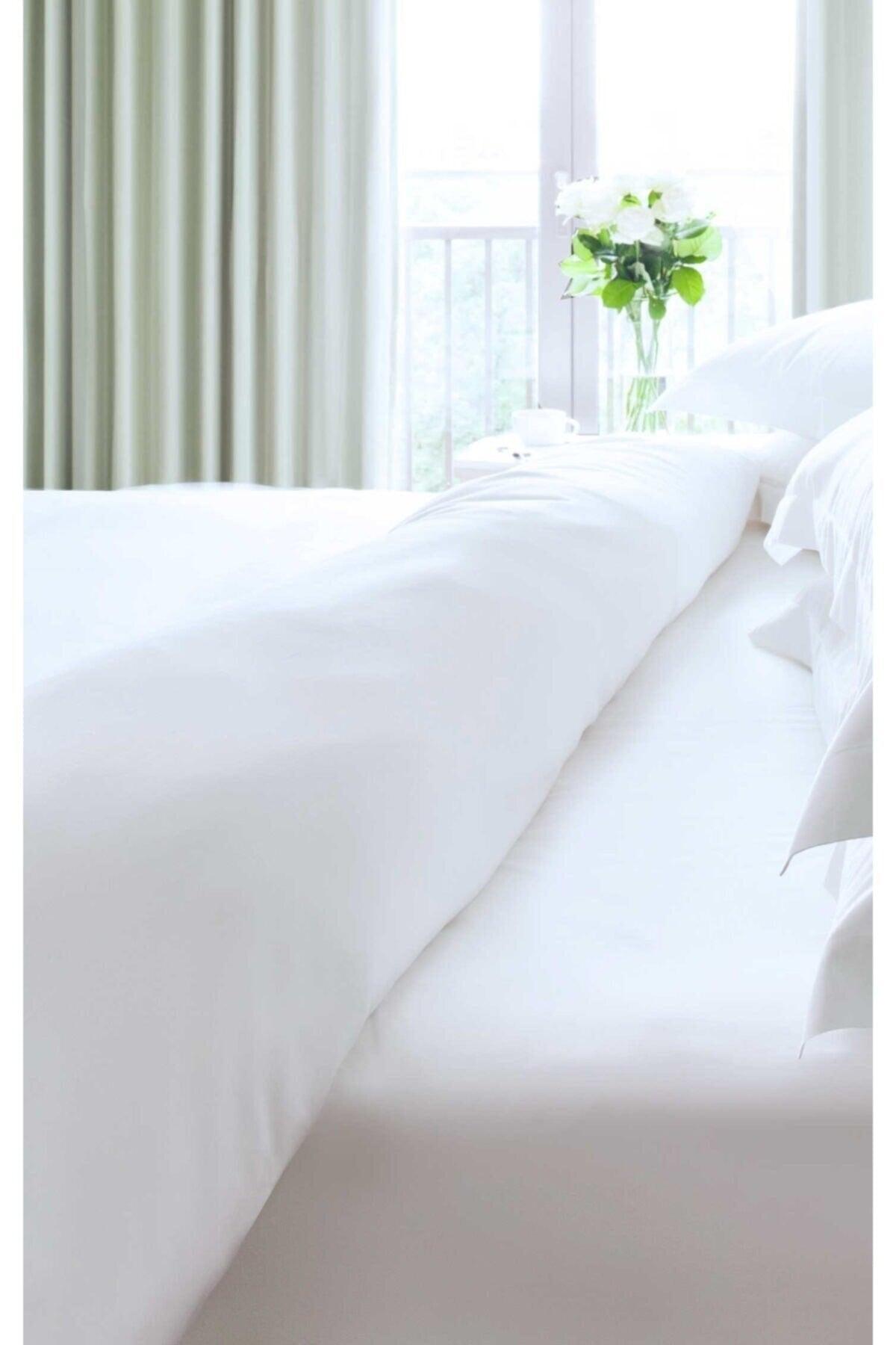 62 Wire Organic Cotton Plain White Double Duvet Cover Set Hotel Type Luxury Series - Swordslife