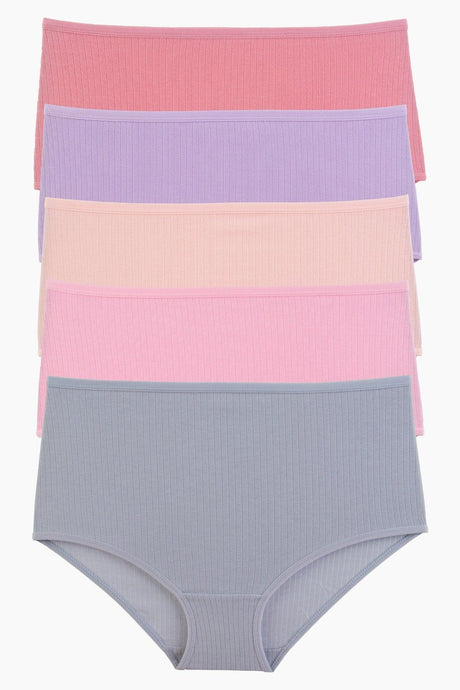 Women's Panties 5 Pack High Waist Lycra Ribbed Cotton Camisole Rib Lilac - Swordslife