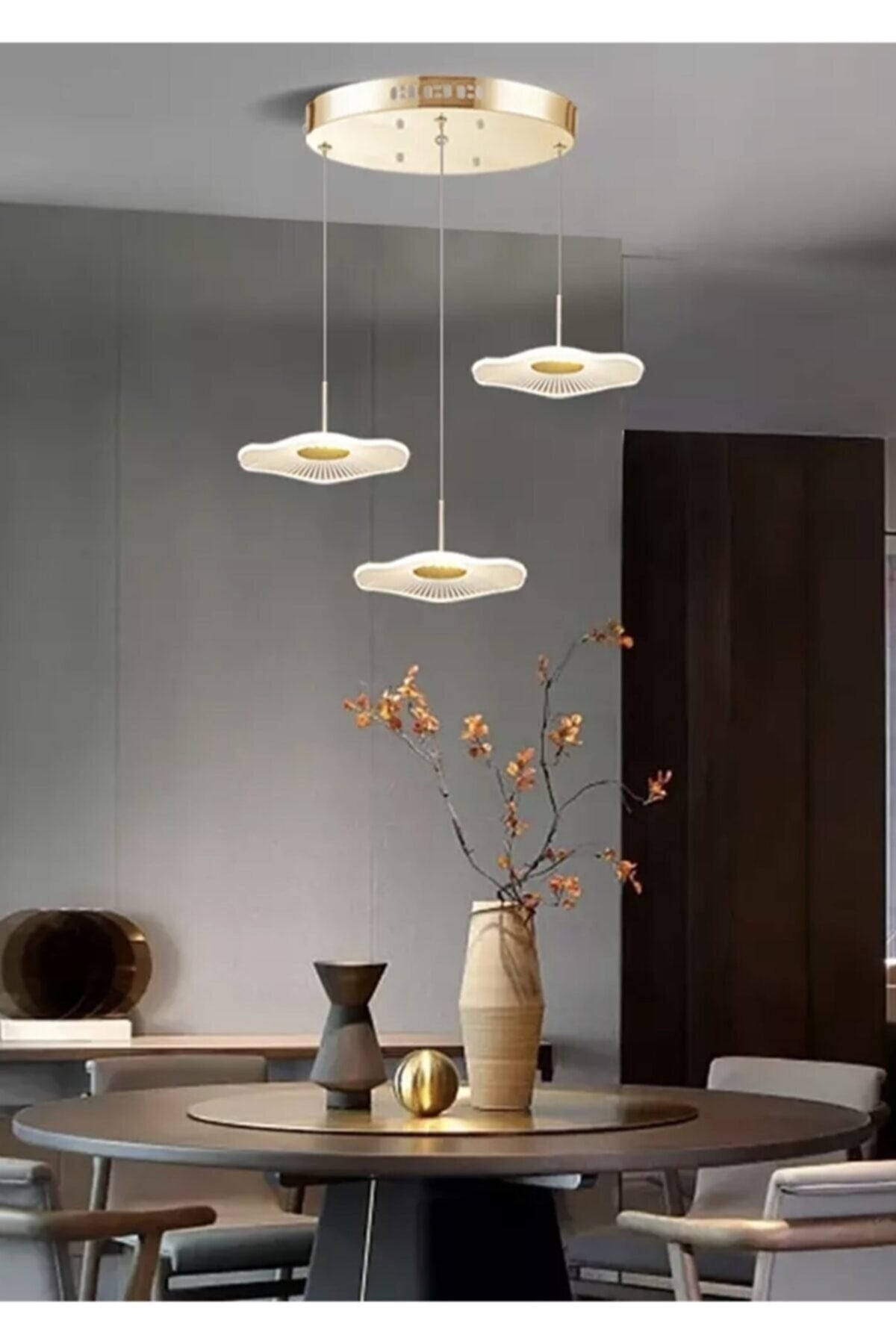 Luxury Exclusive Triple Round Pendant Lamp LED Chandelier Jellyfish Gold Yellow LED Chandelier