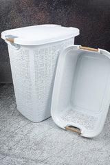 7 Pcs Laundry And Dirty Basket And Bathroom Set White 605.606 Vialex Elit White Silver - M2 - Swordslife