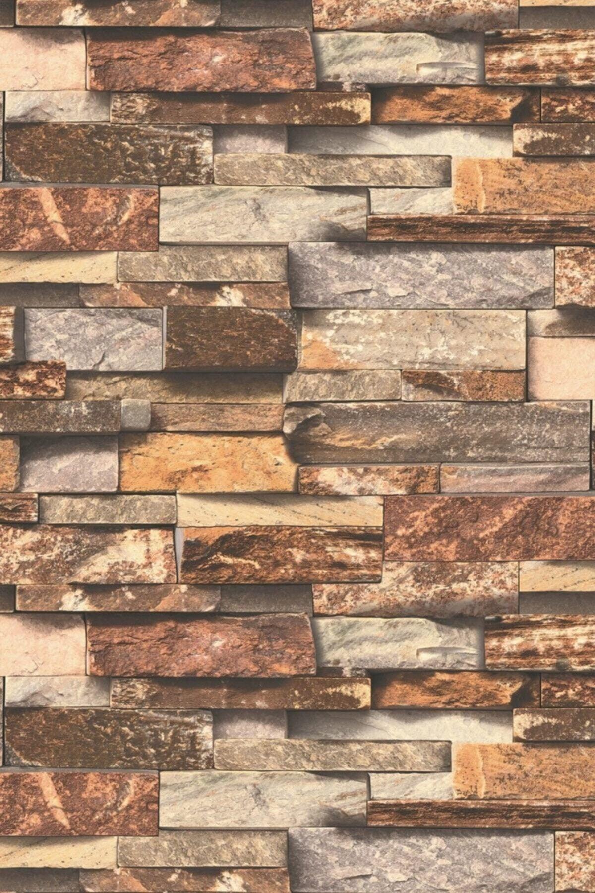 7076 Popular Brown Stone Pattern Wallpaper 5 M² - Swordslife